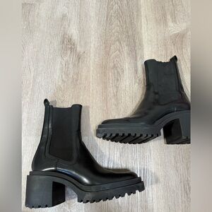 Zara black chunky Chelsea boots block heel size 39